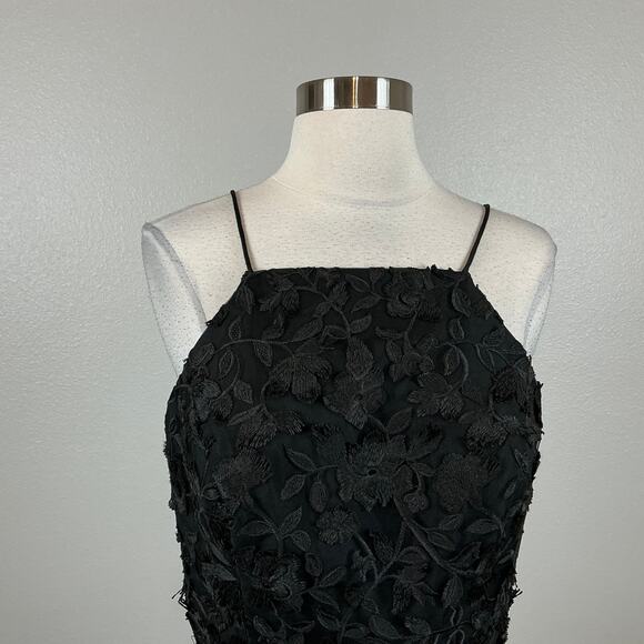 Black Lace Fit and Flare Mini Cocktail Dress Size 10 Sleeveless Halter by AQUA - Picture 7 of 14